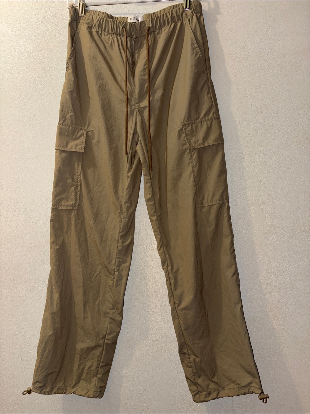 Women’s Pistola size Small Nylon Khaki Cargo Track Pants -Drawstring Waist